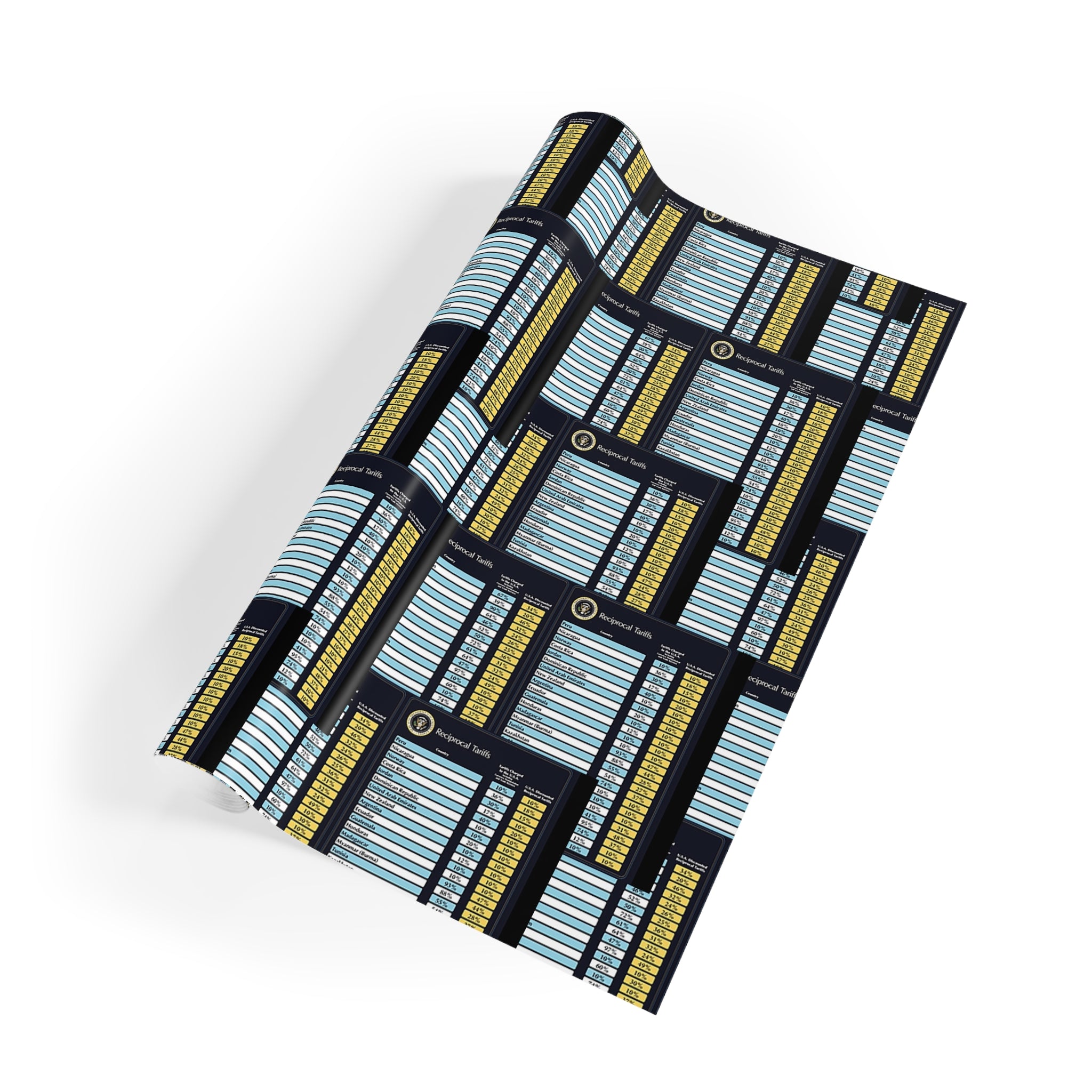 Geometric Metallic Blue Gift Wrap Roll — Modern Striped Pattern