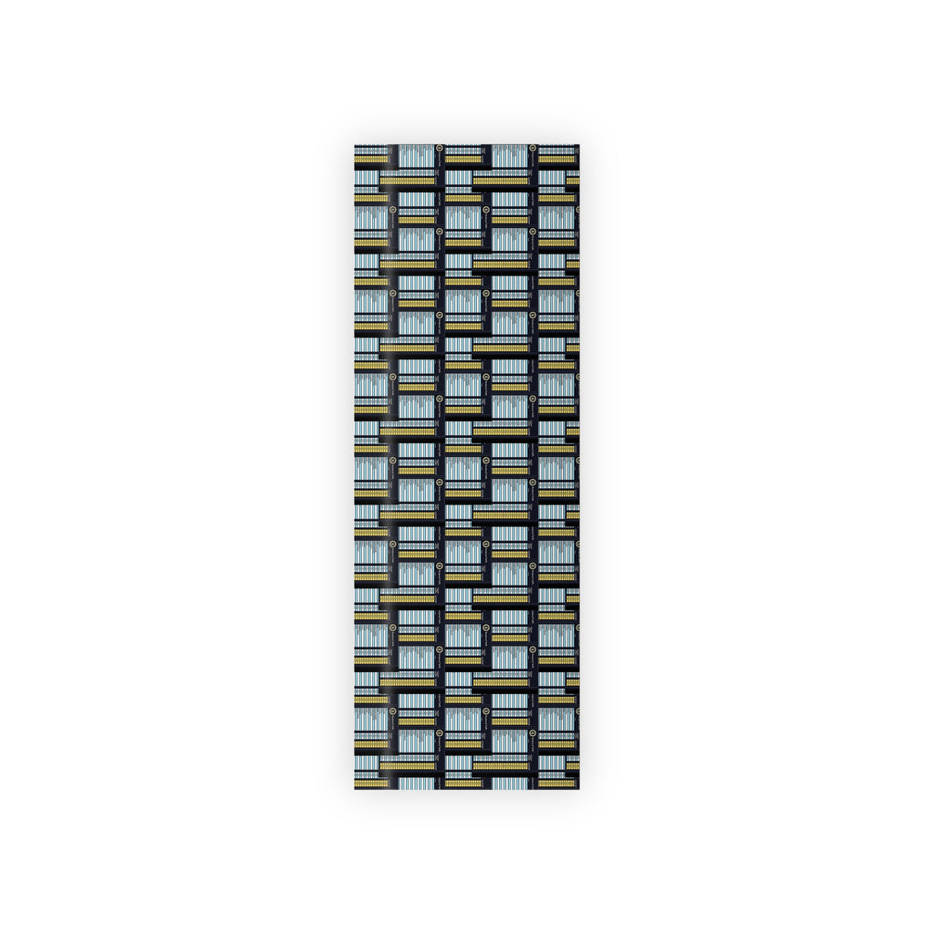 Geometric Metallic Blue Gift Wrap Roll — Modern Striped Pattern