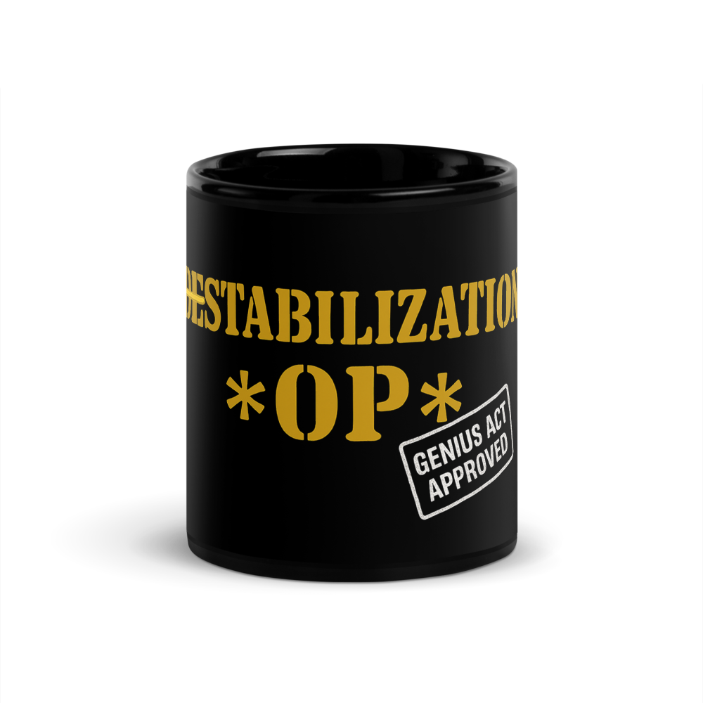 (De)Stabilization Op Black Glossy Mug