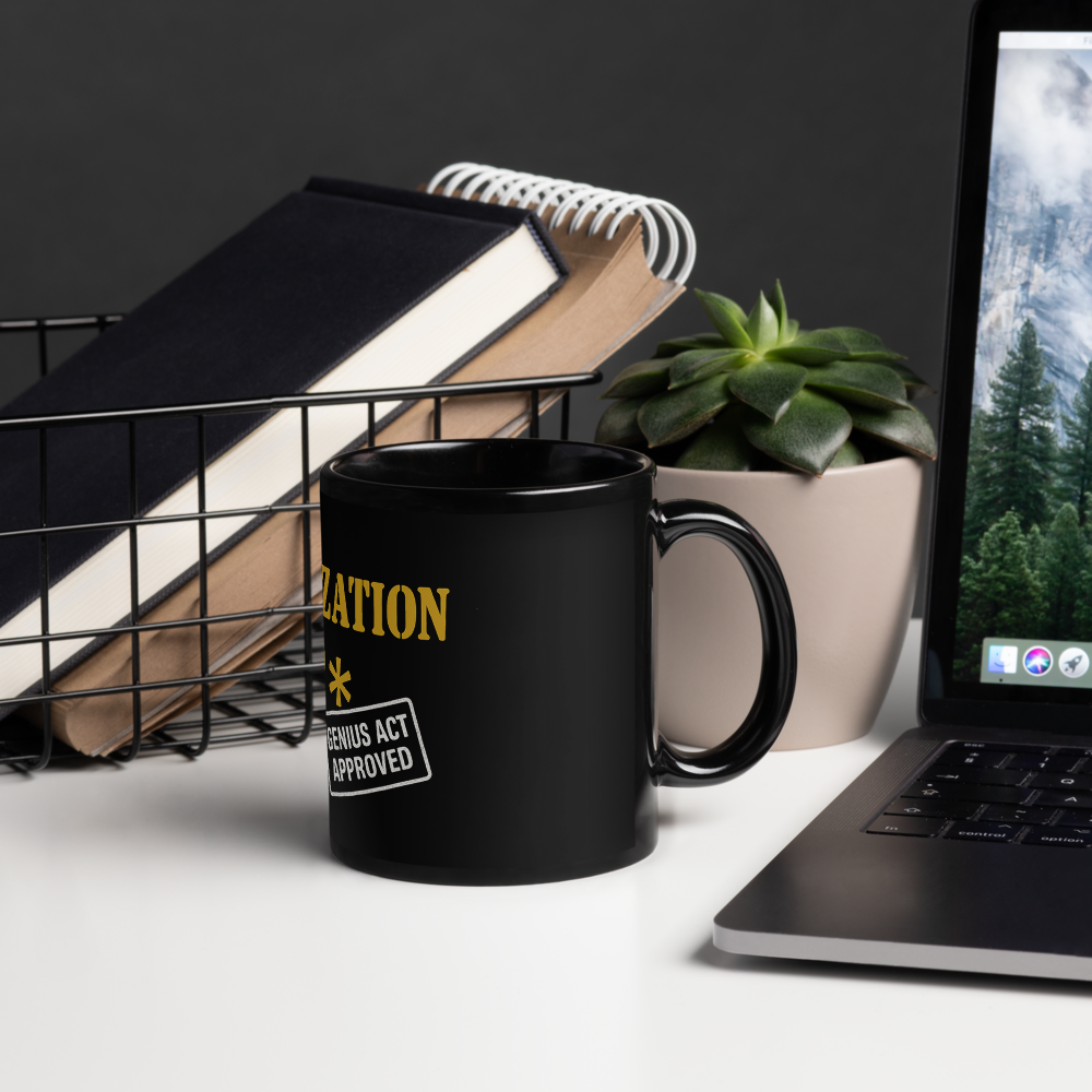 (De)Stabilization Op Black Glossy Mug